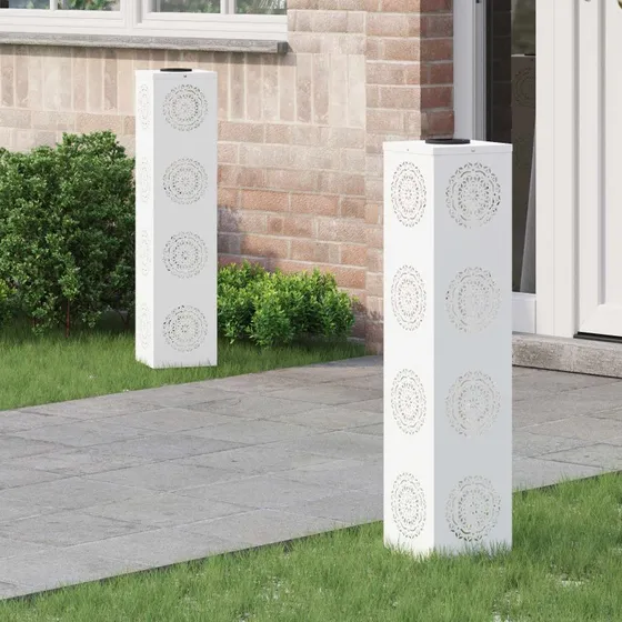 vidaXL Solar LED Sti lys 2 stk Hvid Koldvalset Stål