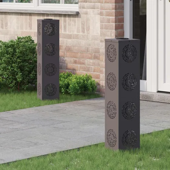vidaXL Solar LED Sti lys 2 stk, Sort, Koldvalset Stål