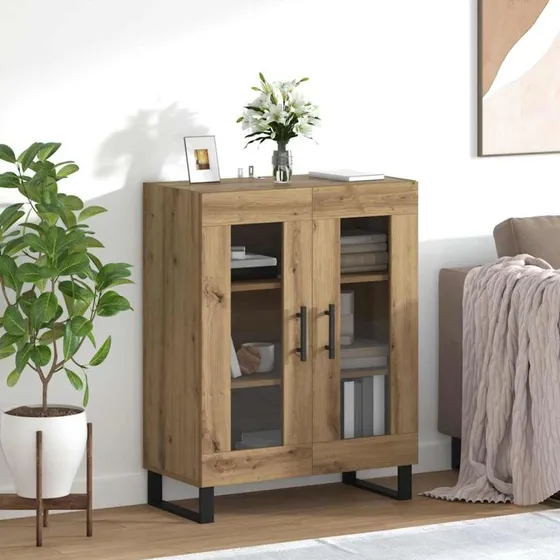 vidaXL Sideboard Artisan Egetræ 69,5 x 34 x 90 cm Konstrueret Træ