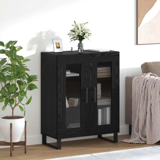 vidaXL Sideboard Sort 69,5 x 34 x 90 cm Konstrueret Træ