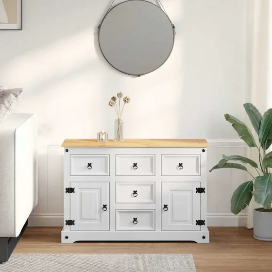 vidaXL Opbevaringskiste Corona Hvid 112 x 40 x 75 cm Massiv fyrretræ