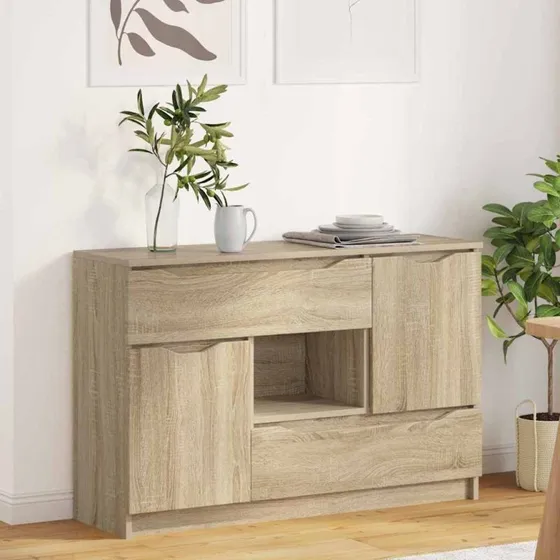 vidaXL Sideboard Sonoma eg 100 x 30 x 65,6 cm Konstrueret træ
