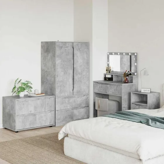 vidaXL Opbevaringsskab Beton Grå 80x48x57 cm Konstrueret Træ