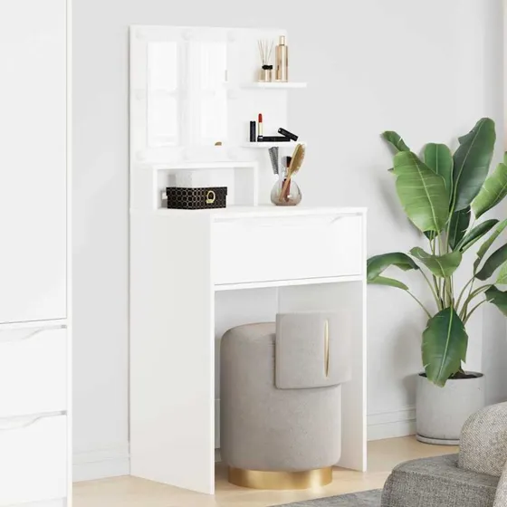 vidaXL Soveværelsessminkebord Hvid 80x39,6x135 cm Konstrueret træ