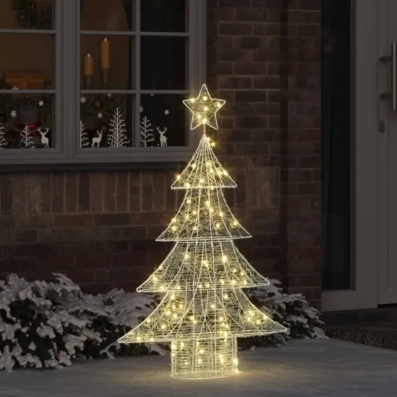 vidaXL Juletræ med 100 LED'er, Varm hvid, 120 cm, Akryl