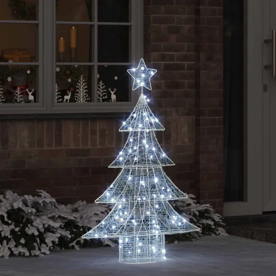vidaXL Juletræ med 100 LED'er, Kold hvid, 120 cm, Akryl