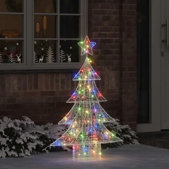 vidaXL Juletræ med 100 LED'er, 120 cm, flerfarvet akryl