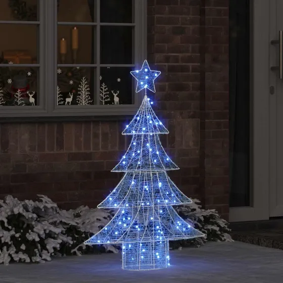 vidaXL Juletræ med 100 LED'er Blå 120 cm Akryl