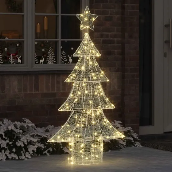 vidaXL Juletræ med 160 LED'er, Varm hvid, 150 cm, Akryl
