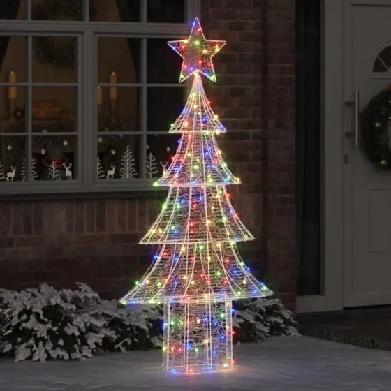 vidaXL Juletræ 180 cm med 240 LED'er, flerfarvet akryl