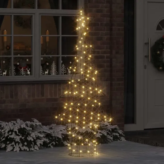 vidaXL Juletræ 180 cm med 240 LED'er, Varm hvid, Rattan