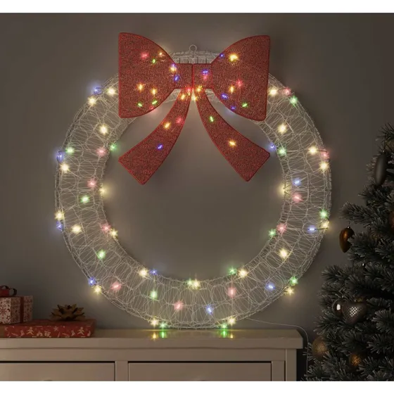 vidaXL Krans med 80 LED'er Flerfarvet 92 cm Akryl
