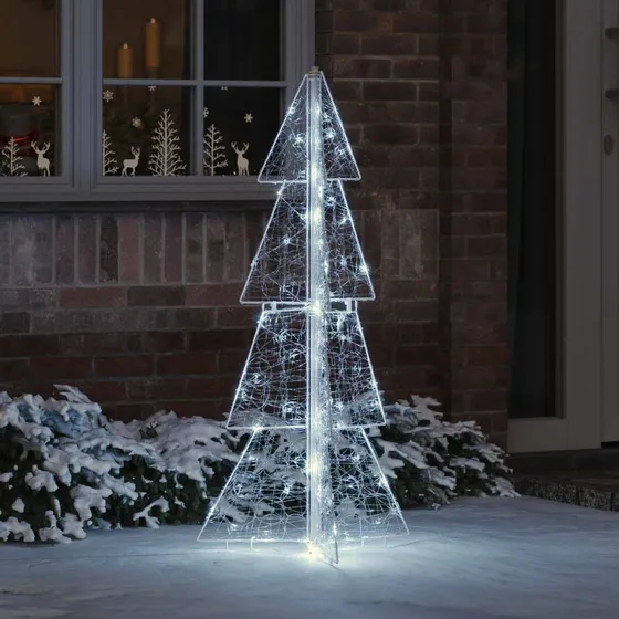 vidaXL Juletræ 120 cm Kold Hvid Akryl med 100 LED'er