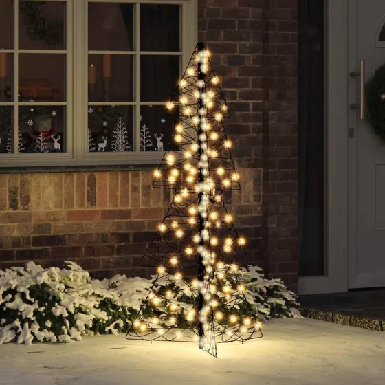 vidaXL Juletræ 150 cm med 160 LED'er, varm hvid, rattan