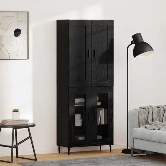 vidaXL Highboard 2 stk Sort eg Konstrueret træ