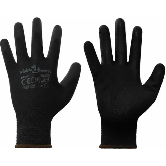 vidaXL Arbejdshandsker 24 stk, Sort, Polyester