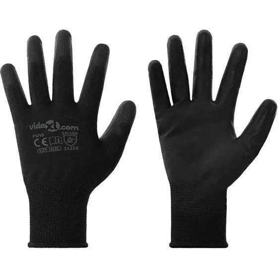 vidaXL Arbejdshandsker 24 stk, Sort, 10/XL, Polyester