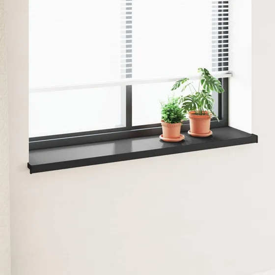 vidaXL Vindueskarm Sort 120 x 35 x 4,5 cm med Træstruktur