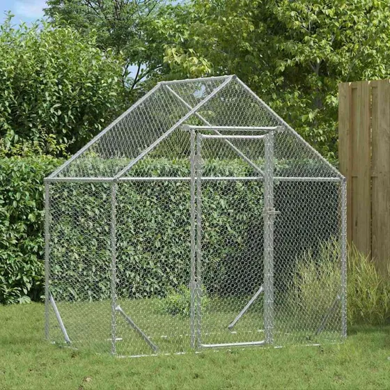 vidaXL Hønsebur Sølv 170x100x177 cm Galvaniseret Stål