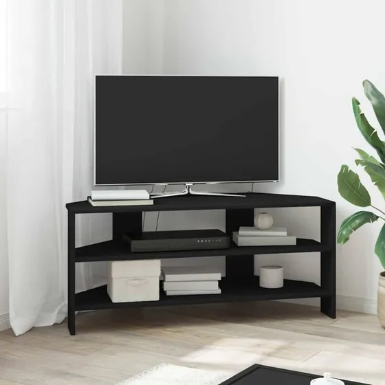 vidaXL HjørneTVskab Sort 102x40,5x45cm Konstrueret Træ