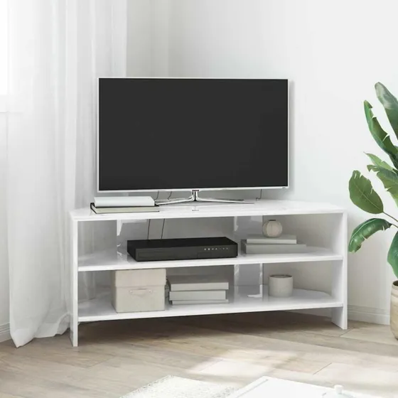 vidaXL HjørneTVskab Højglans Hvid 102x40,5x45cm Konstrueret Træ