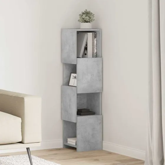 vidaXL Hjørneskab Beton Grå 25,5x25x102cm Konstrueret Træ