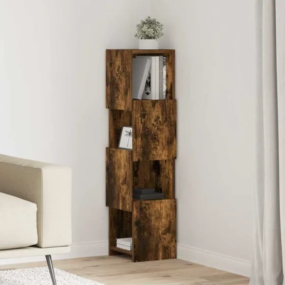 vidaXL Hjørneskab Røget Eg 25,5x25x102cm Konstrueret Træ