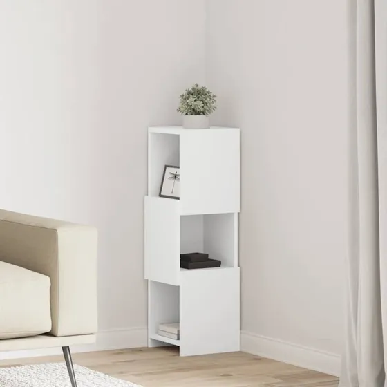 vidaXL Hjørneskab 25,5x25x80cm Hvid Konstrueret Træ