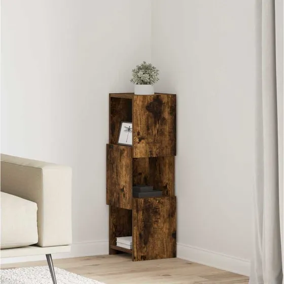 vidaXL Hjørneskab Røget Eg 25,5x25x80 cm Konstrueret Træ