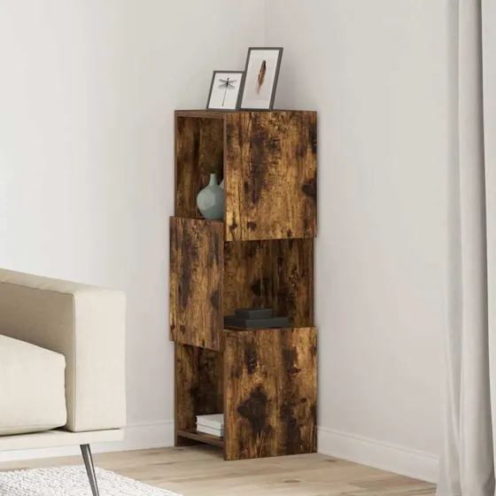 vidaXL Hjørneskab Røget Eg 30,5x30x95cm Konstrueret Træ