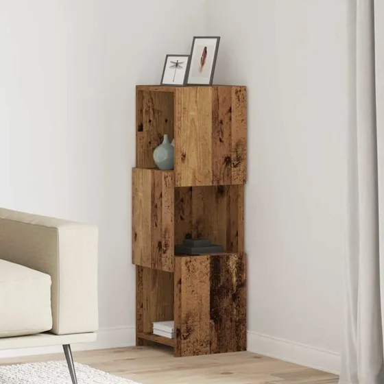 vidaXL Hjørneskab Gammelt Træ 30,5x30x95 cm Konstrueret Træ