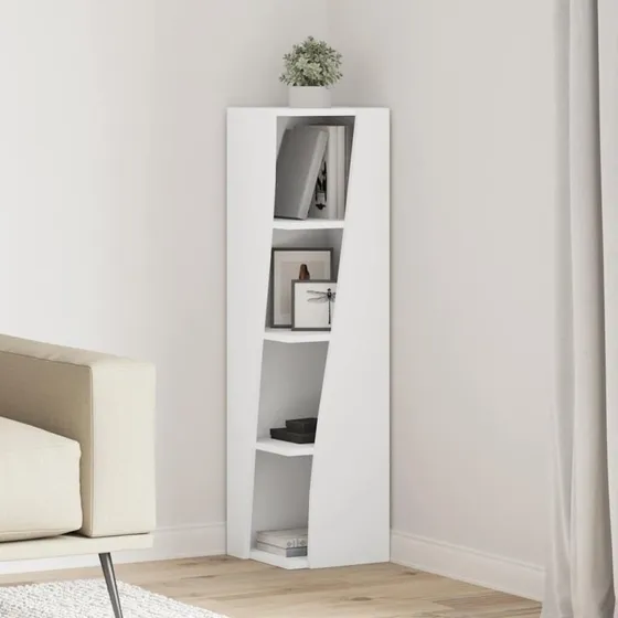 vidaXL Hjørneskab Hvid 27,5x27x102cm Konstrueret Træ