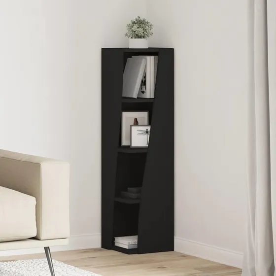 vidaXL Hjørneskab Sort 27,5x27x102cm Konstrueret Træ
