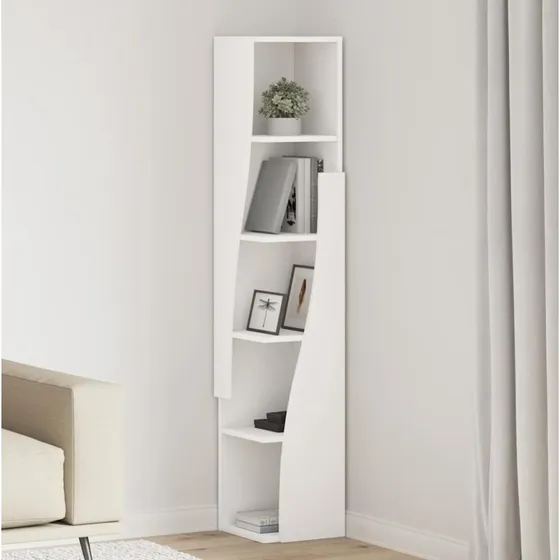 vidaXL Hjørneskab 27,5x27x140cm Hvid Konstrueret Træ