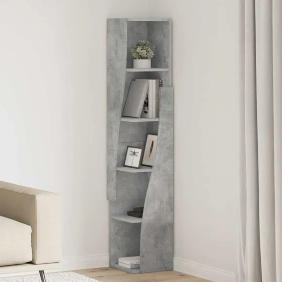 vidaXL Hjørneskab Beton Grå 27,5x27x140cm Konstrueret Træ