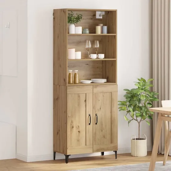 vidaXL Highboard 2 stk, Konstrueret Træ, Artisan Eg