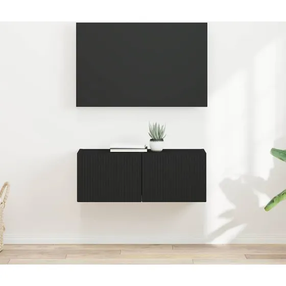 vidaXL TV vægskab 2 stk, Sort, 39 x 31 x 29,5 cm, Konstrueret træ