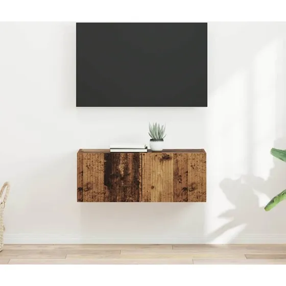 vidaXL TV vægskab 2 stk gammelt træ 39 x 31 x 29,5 cm konstrueret træ