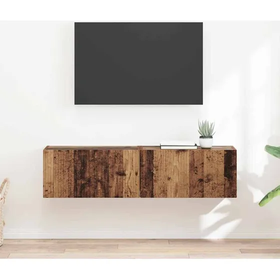 vidaXL TV-vægskab 2 stk, gammelt træ, 60 x 31 x 29,5 cm, konstrueret træ