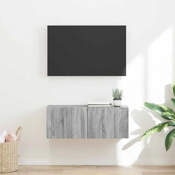 vidaXL TV vægskab Grå Sonoma 78,5 x 31 x 29,5 cm Konstrueret træ