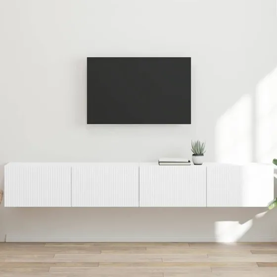 vidaXL TV vægskab 2 stk Hvid 98 x 31 x 29,5 cm Konstrueret træ