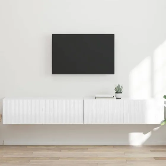 vidaXL TV vægskab 2 stk, Gloss Hvid, 98 x 31 x 29,5 cm, Konstrueret træ