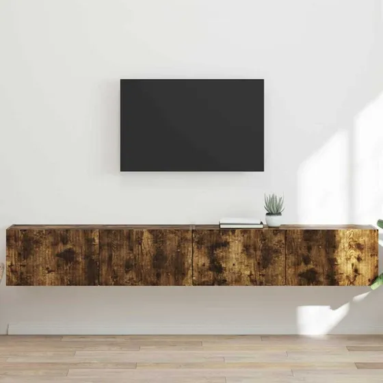 vidaXL TV vægskab 2 stk røget eg 98 x 31 x 29,5 cm konstrueret træ