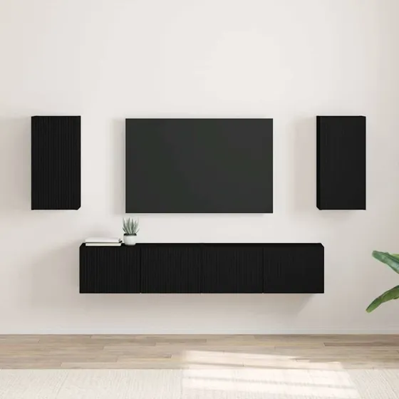 vidaXL TV-vægskab 2 stk, sort, 30 x 31 x 60 cm, konstrueret træ