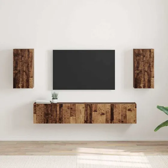 vidaXL TV-vægskab 2 stk, gammelt træ, 30 x 31 x 60 cm, konstrueret træ