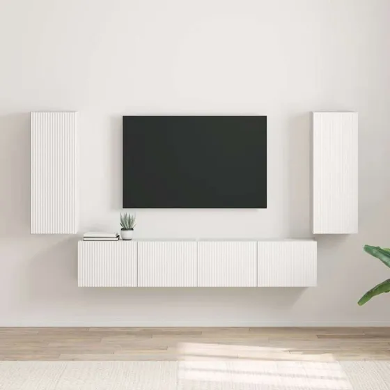 vidaXL TV-vægskab 2 stk, Hvid, 30 x 31 x 80 cm, Konstrueret træ