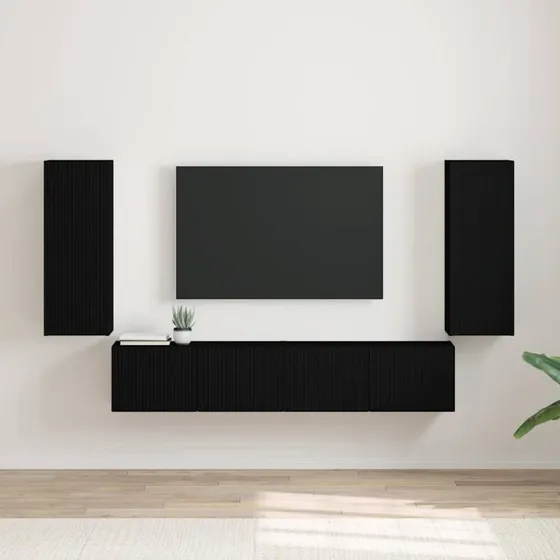vidaXL TV-vægskab 2 stk, Sort, 30 x 31 x 80 cm, Konstrueret træ
