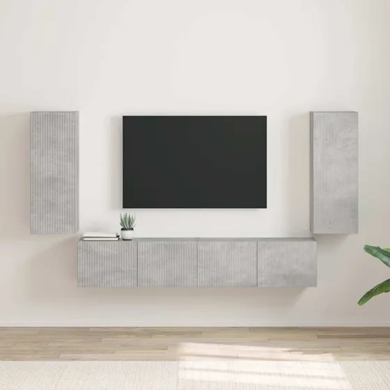vidaXL TV-vægskab 2 stk, Beton, 30 x 31 x 80 cm, konstrueret træ