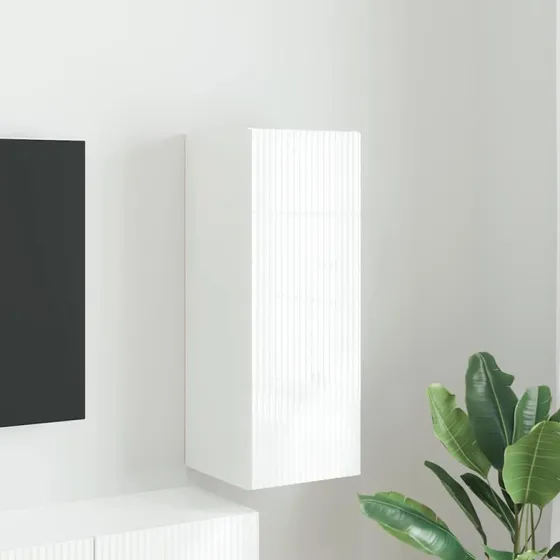 vidaXL TV-vægskab Gloss Hvid 30x31x80 cm Konstrueret træ