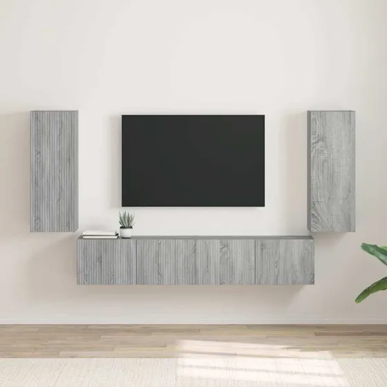 vidaXL TV-vægskab 2 stk Grå Sonoma 30 x 31 x 80 cm Konstrueret træ